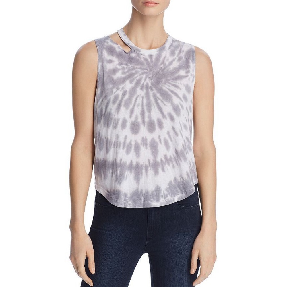CHASER Cutout Tie-dye Muscle Tank In Gray/White Size Small